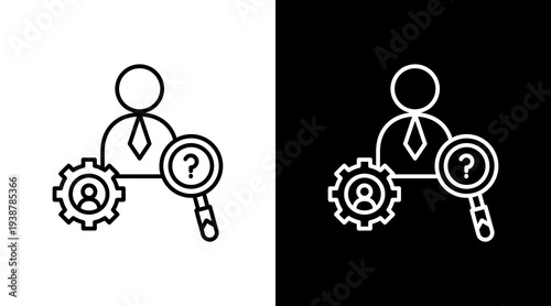 Hiring Manager Outline White Icon Set Design