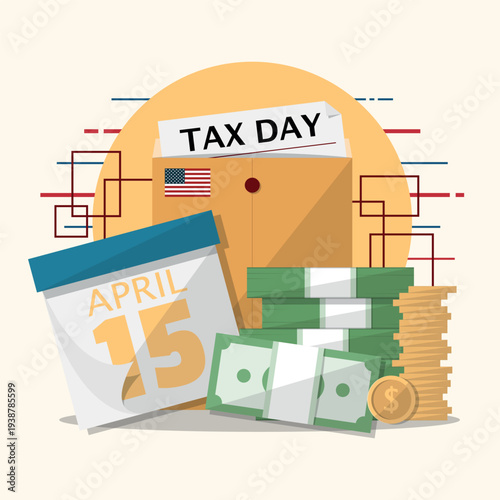 Tax Day Poster. Annual event in the US