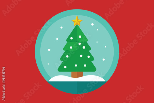 snow globe style decorated tree  .eps