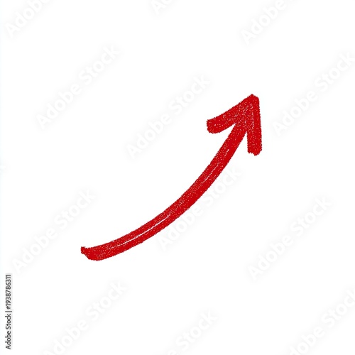 A single, bold red arrow curves upwards, indicating progress and growth