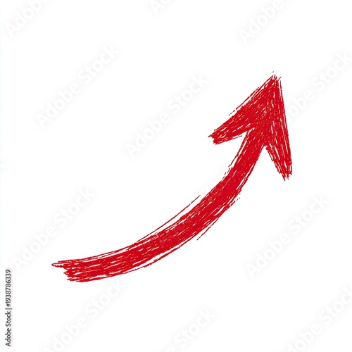 Hand-drawn red arrow pointing diagonally upward on a white background