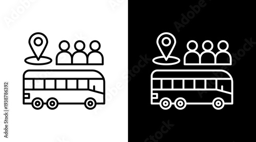 Public Transportation Outline White Icon Set Design