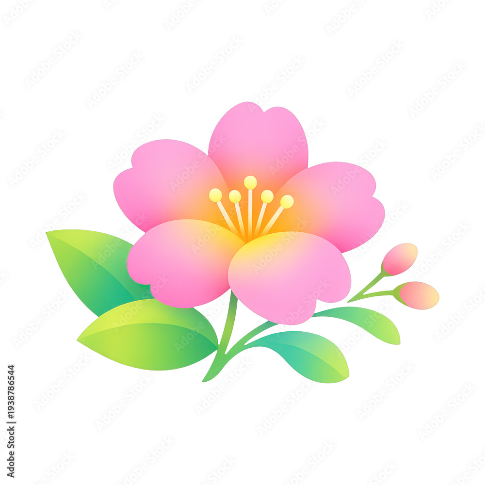 Obraz premium PNG Vibrant floral illustration with leaves