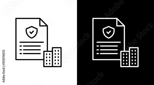 Urban Policy Outline White Icon Set Design