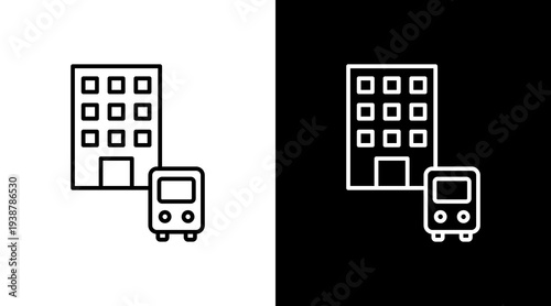 Transit Oriented Development Outline White Icon Set Design
