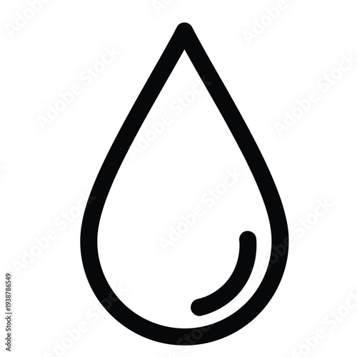 Simple Black Teardrop or Waterdrop Icon on White Background