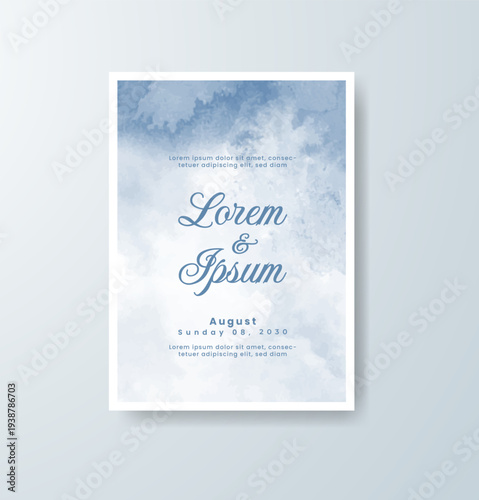 Wedding invitation with abstract splash watercolor