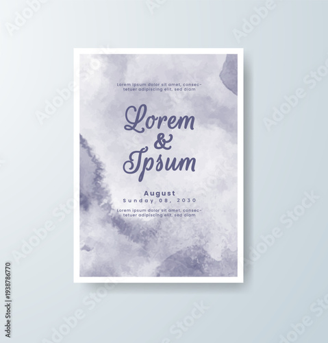 Wedding invitation with abstract splash watercolor