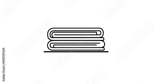 Minimalist outline icon depicting neatly folded textile items for household organization and comfort