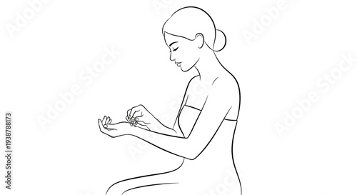 Elegant woman's delicate hands performing a personal grooming ritual with focused attention