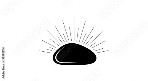 Abstract emblem featuring a sleek, dark form radiating dynamic light lines