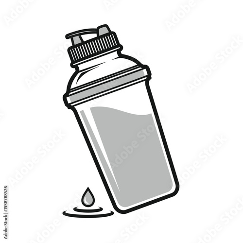 Leaking bottle with a single drop of liquid falling