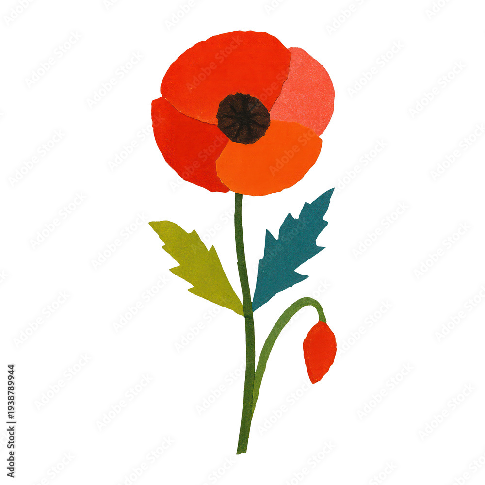 Obraz premium PNG Vibrant poppy paper cutout illustration.