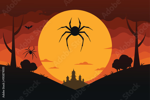 spider crawling silhouette set   halloween style   (1).eps