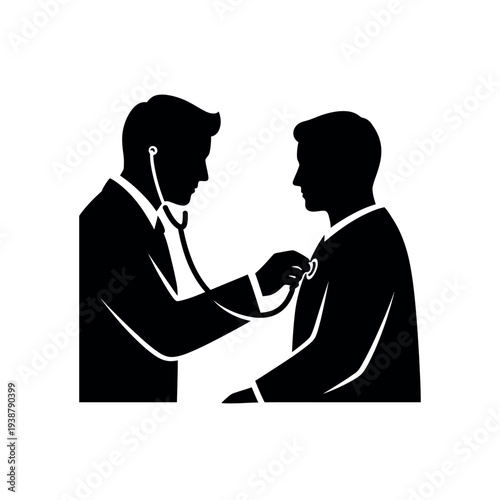 Doctor examining patient with stethoscope.