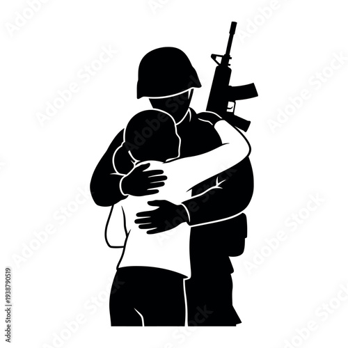 Soldier embracing child silhouette 1.