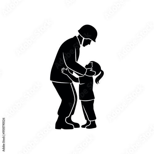 Soldier and child reunion silhouette.