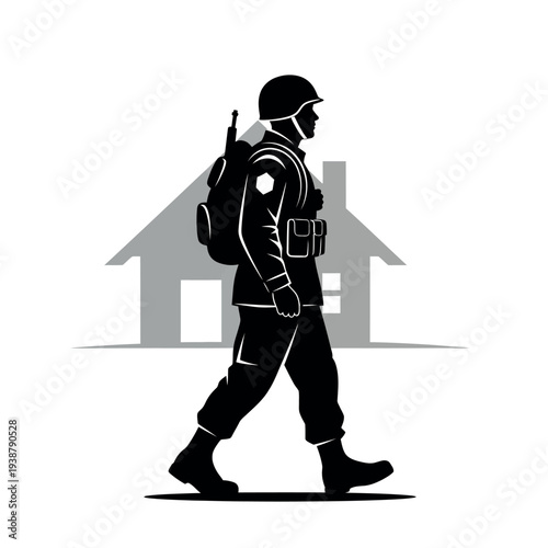 Soldier Returning Home Silhouette.