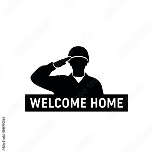 Welcome Home Soldier Silhouette.