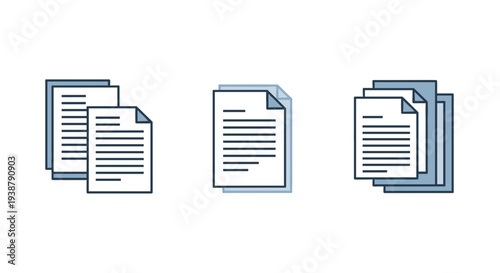 Vector illustration of paper documents stacked and organized representing data information and administration