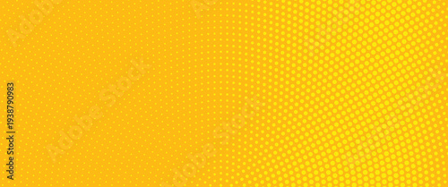 Abstract futuristic halftone pattern. Comic background. Dotted backdrop with circles, dots, point large scale. Design element for web banners, posters, cards, wallpapers, sites. Yellow, orange color