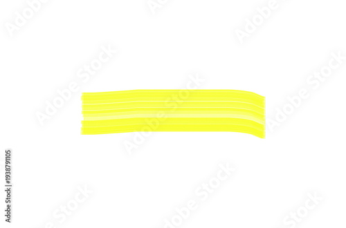 Vibrant yellow highlighter stroke on a clean white background, creating a bright and energetic horizontal underline or accent mark for text emphasis and design elements