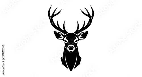 Majestic stag head silhouette vector art elegant deer antlers symbol of nature wildlife and forest spirit clean