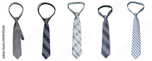 Bild auf Leinwand a raster photograph showcasing five different neckties, symbolizing professionalism, business attire, and formal fashion accessories