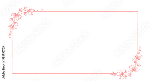 Delicate Easter floral vector frame design, pastel pink botanical illustration, spring holiday border, elegant decorative element, festive greeting card template, minimalist style.