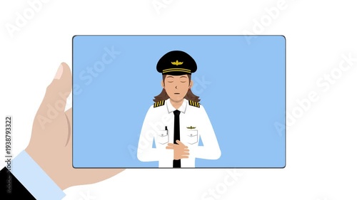 Tablet With Female Pilot Animation Video 4K suitable for your project needs