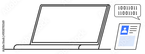 Digital identity concept. Digital identity ed with laptop and binary code interaction. Digital identity critical for secure data management and online verification. For technology, cybersecurity