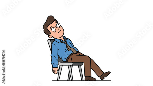 Man Exhausted Sitting Chair Feeling Tired Overworked Under Stress Burnout Concept