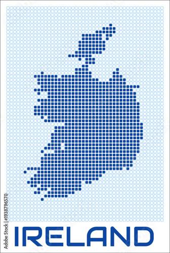 Ireland dot map. Dotted shape of the country. Ireland boundary dots with title. Vector illustration.