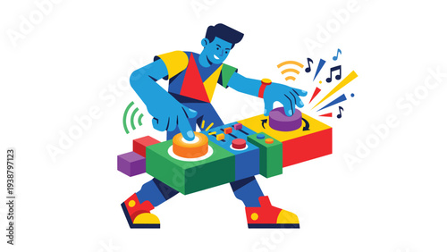 Joyful DJ Performing at a Vibrant Party Event