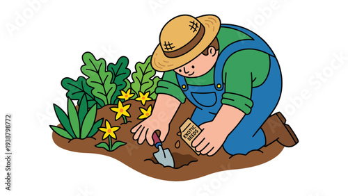 Gardener Planting Seeds in Soil for New Growth and Harvest