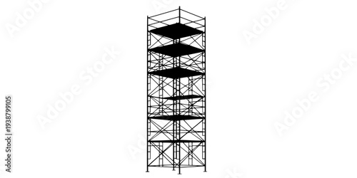 Scaffolding. Vector flat design aluminum prefabricated scaffolding isolated illustration white background.
