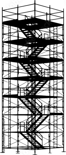 Scaffolding. Vector flat design aluminum prefabricated scaffolding isolated illustration white background.
