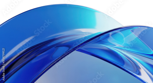 Elegant transparent blue gradient glass or plastic curve surface dynamic innovative and clean abstract 3d rendering background.