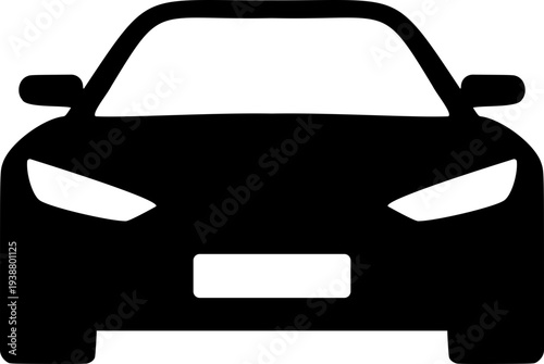 Sports car front view silhouette modern supercar black silhouette isolated on a white transparent background vector graphic clipart