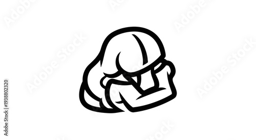 A cartoon drawing of a sad woman sitting alone in a dejected posture