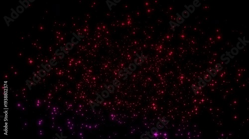 Glowing Christmas Starry Background, Blue Pink Purple Light Particles Motion, Sparkling Holiday Celebration Design, Snowy Night Sky Space Illustration, Bright Shining Stars Pattern Animation, Dark Fes