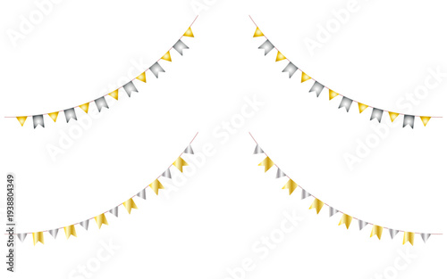 金色、銀色の手描きのガーランドフレーム、飾りセット。