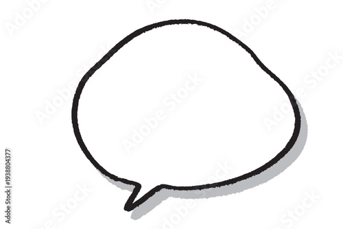 手描きのラフな吹き出し　影ありのクレヨンタッチ