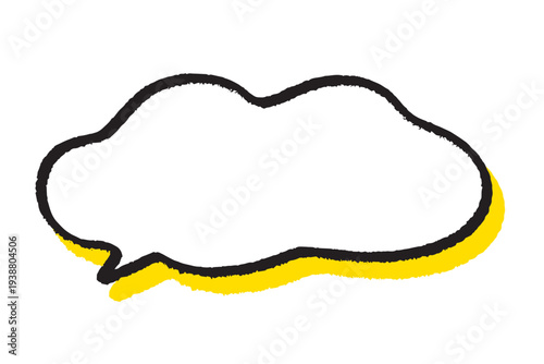 手描きのラフな吹き出し　黄色い影ありのクレヨンタッチ