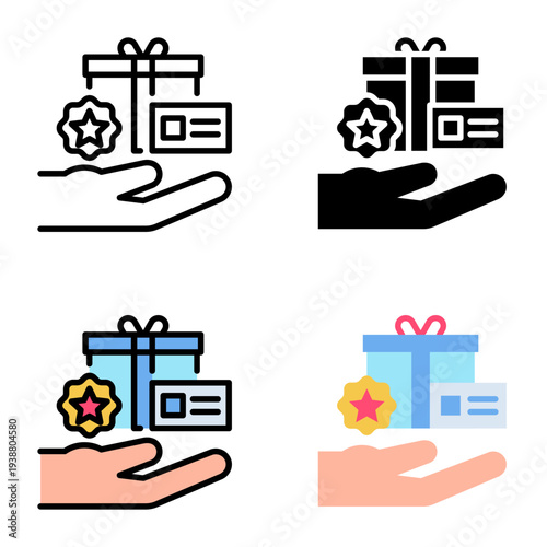 loyalty program icon collection of various styles for design branding, print and digital media