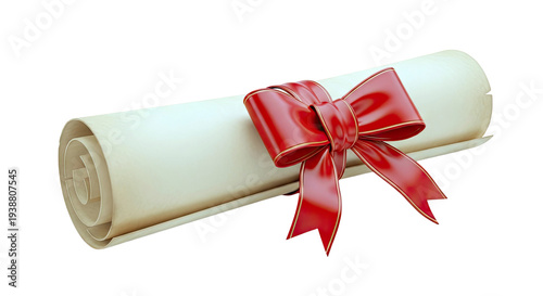 Rolled Certificate Tied With a Red Bow