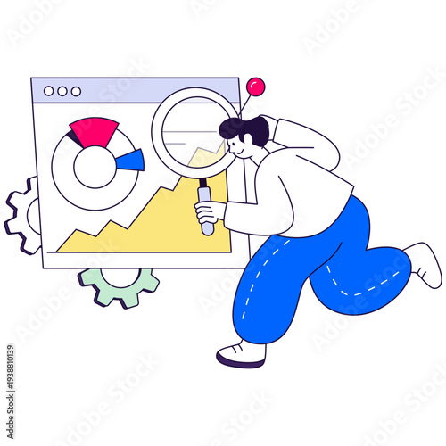 A colored design illustration of business research 