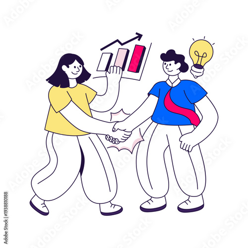 A colored design illustration of business partnership 