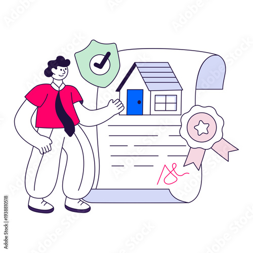 Editable design illustration of property certificate