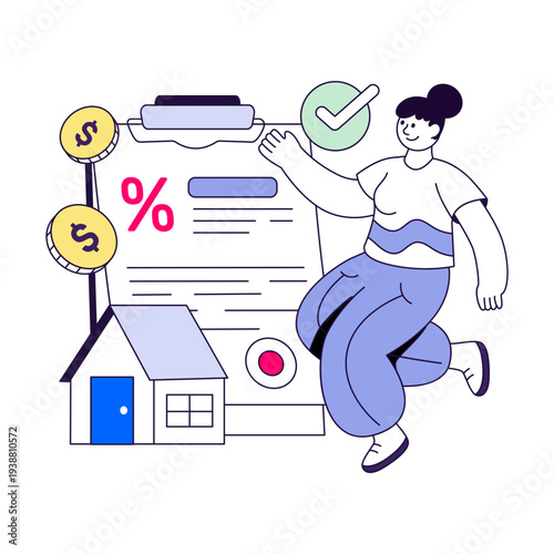 Creative design illustration of mortgage agreement 